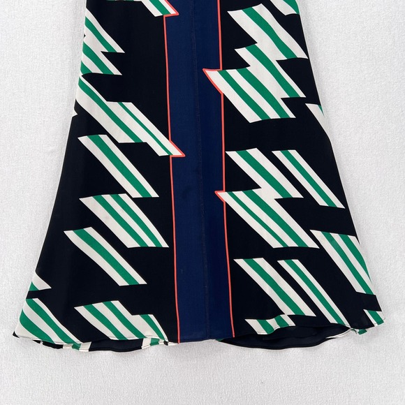 DEREK LAM 10 CROSBY Dress Womens 0 Black Green Geometric Print Silk Strappy Mini - Picture 8 of 16